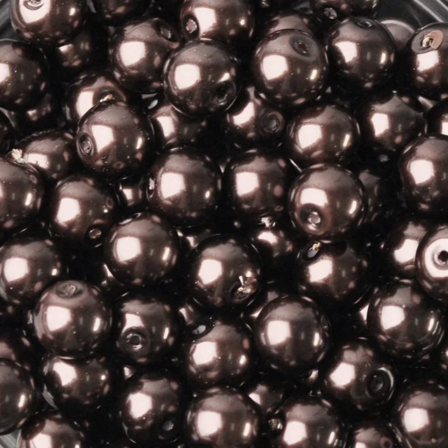Lot Colors Round Pearl Coated Glass 4mm 6mm 8mm 10mm 12mm 14mm 16mm Loose Spacer Beads for Jewelry Making DIY Crafts Deep Brown