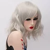 Peluca corta GAKA, Cosplay de Ondulado Natural blanco y gris, pelo sintético, peluca roja con flequillo lateral para mujeres ► Foto 3/6