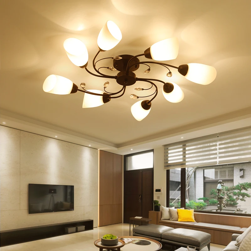 

Nordic LED Ceiling Lamp for Living Dining Room Kitchen 8 Heads Glass Lampshade Chandelier Mount Lamp Lighting Fixture Luminaires