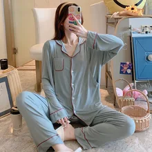 Pregnant Women Loose 2PCS Pajama Sets Lactation Cotton Sleepwear Spring Autumn Full Sleeve Pant Homewear Breastfeeding Nightwear