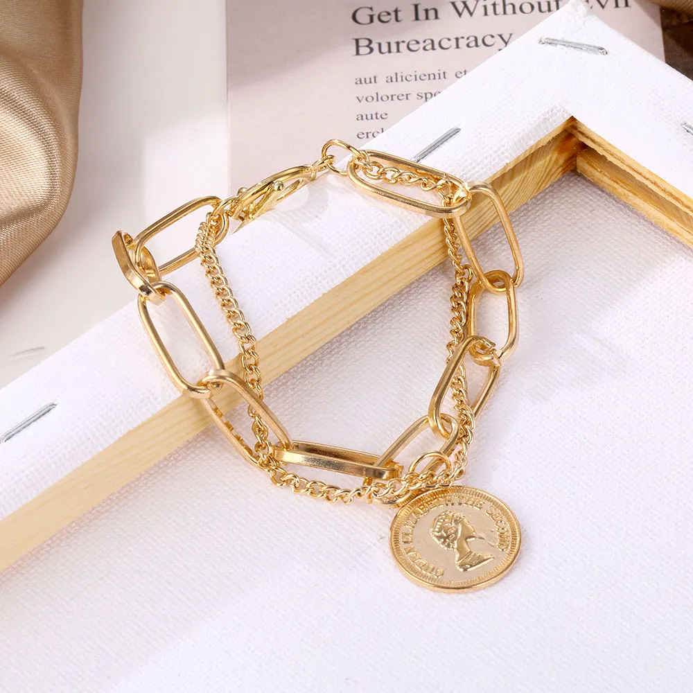 Portrait Coin Bracelet Bohemian Retro Multilayer Chain - Image 4