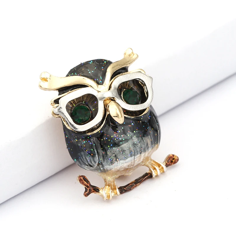 H350157X滴油猫头鹰带珍珠胸针 (1)