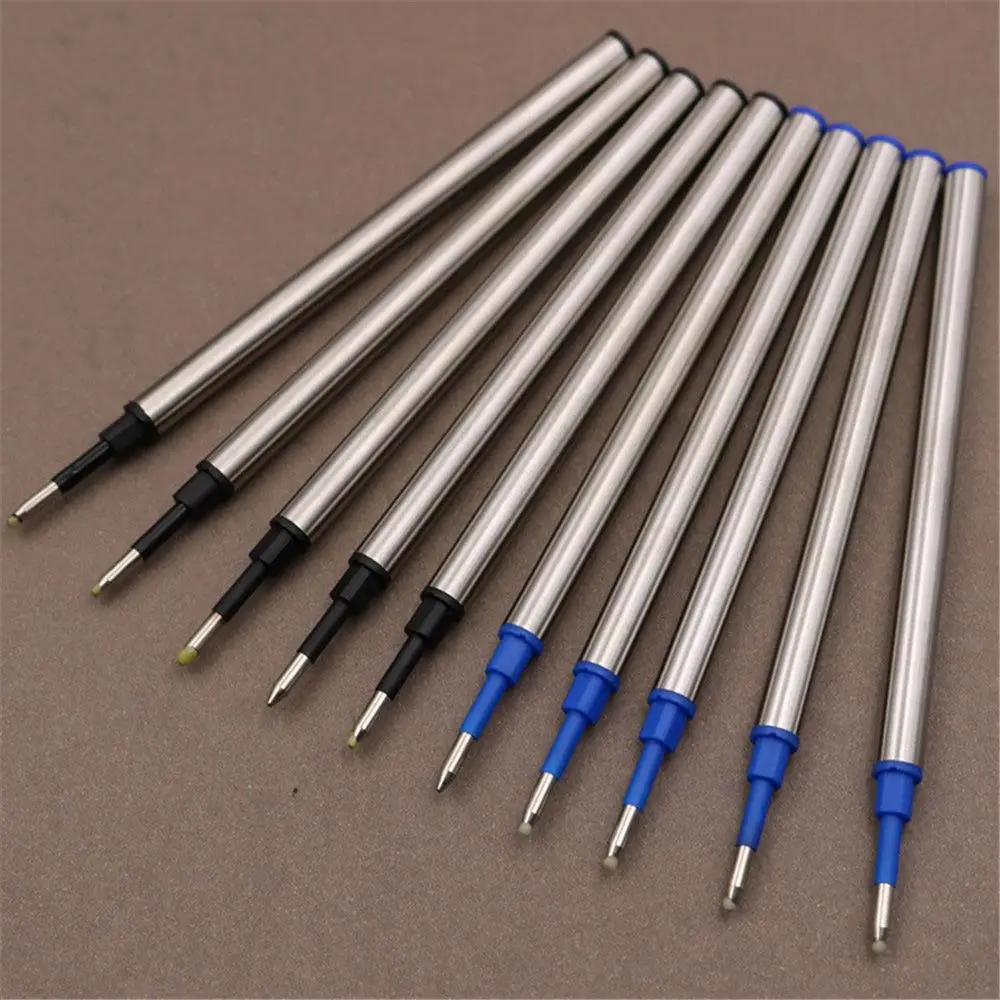 Recambios de Metal para bolígrafo, bolígrafos de tinta azul y negra, varillas de firma de Pluma de negocios, papelería para escuela y oficina, 5 uds.