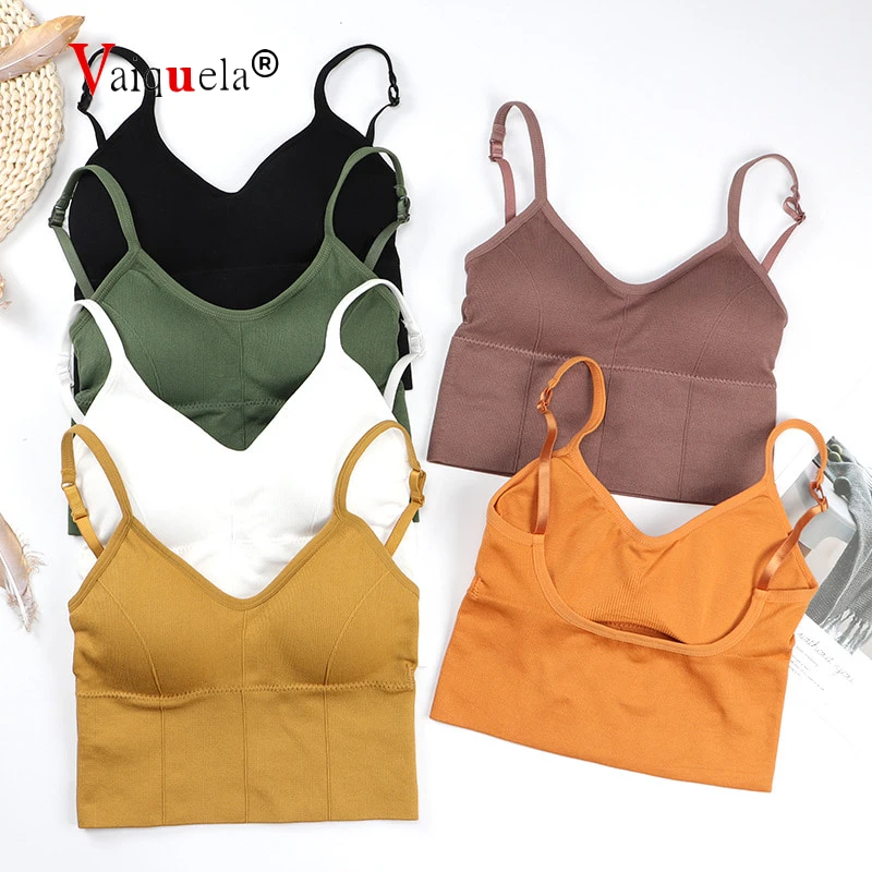 

ins the same underwear seamlessly wrapped chest sexy big U backless U-shaped back strap bra sports vest tank top women tank top