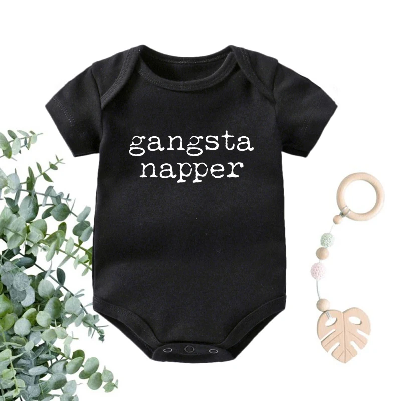 

Baby Bodysuit Girls Boys Short Sleeve Cotton Jumpsuit Gangsta Napper Letter Printing Funny Newborn Baby Clothing Bodysuits