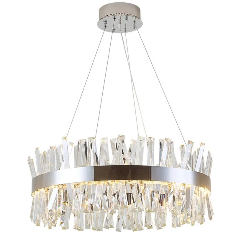 

Modern design round crystal chandelier lighting luxury dining room living room lights chrome LED lamp