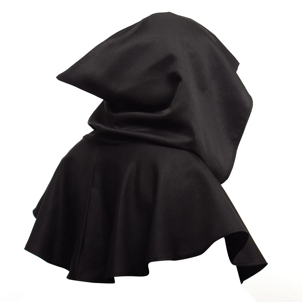 Black InsGoth Хэллоуин с капюшоном Capelet твердый капюшон мужской средневековый костюм в стиле «Ренессанс» капюшон мантия шляпа уличная мода, вечеринки Косплей Аксессуары - Цвет: Black