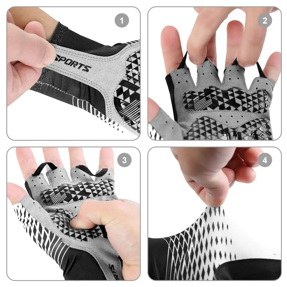 Men Cycling Gloves Breathable Sweat Absorption Non-slip Half Finger Fitness Weightlifting Gloves GEL MTB Bicycle Riding Gloves 5