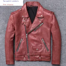 Мужская куртка из натуральной кожи, натуральная овчина, винтажная мотоциклетная куртка, Корейская Veste Cuir Homme 17003-2 KJ3207