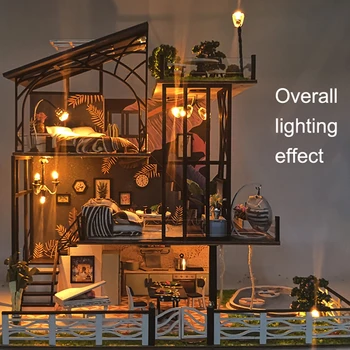 

DIY Dollhouse Wooden doll Houses Miniature Doll House Furniture Kit Music Led Toys for Children Birthday Gift Dollhouse Kits Toy