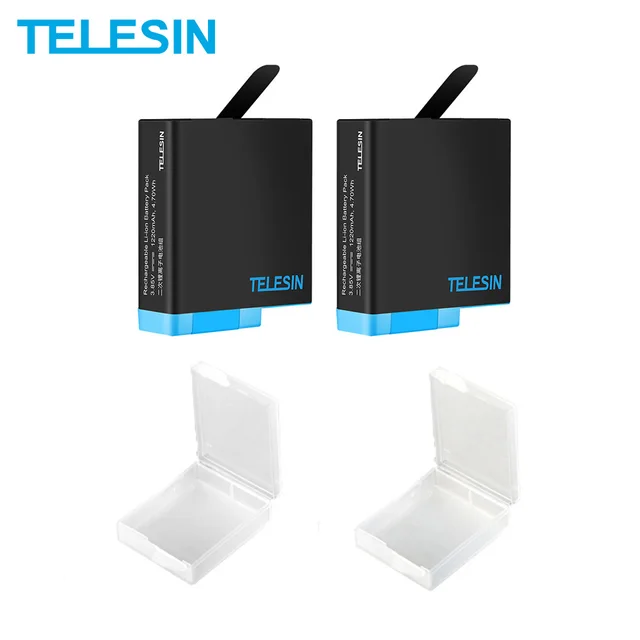 TELESIN-1220mAh 배터리 충전식 리튬 이온, GoPro Hero 8 7 6 Hero 5 블랙 액션 카메라 배터리 액세서리