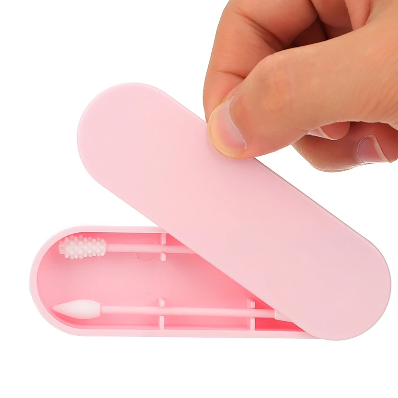 Pink 1 Набор силиконовых многоразовых ватных палочек для очистки ушей, прочные косметические ватные палочки, двойные палочки, чистящие палочки, макияжные палочки, кисти - Цвет: Pink