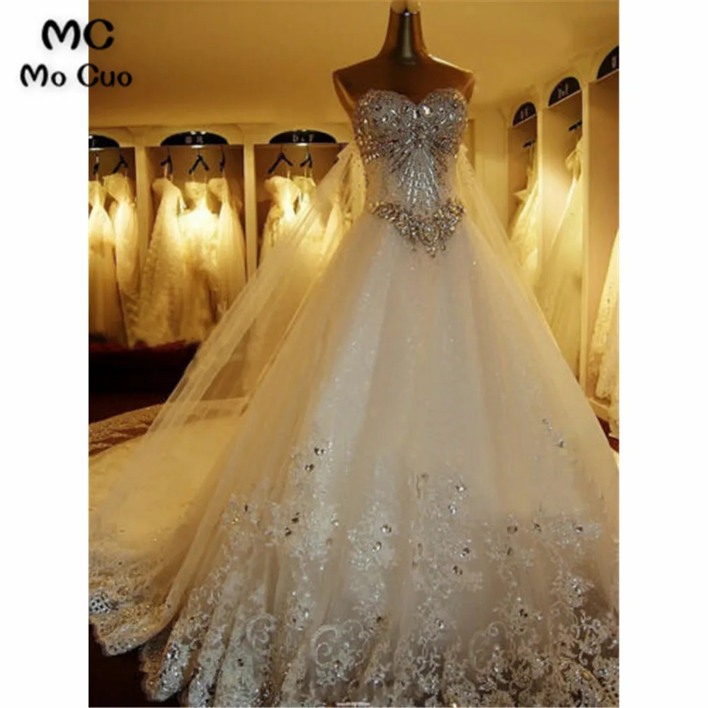 Роскошное блестящее свадебное платье с кристаллами со съемным шлейфом сзади Свадебное Платье «любимая» тюль на платье невесты свадебное платье