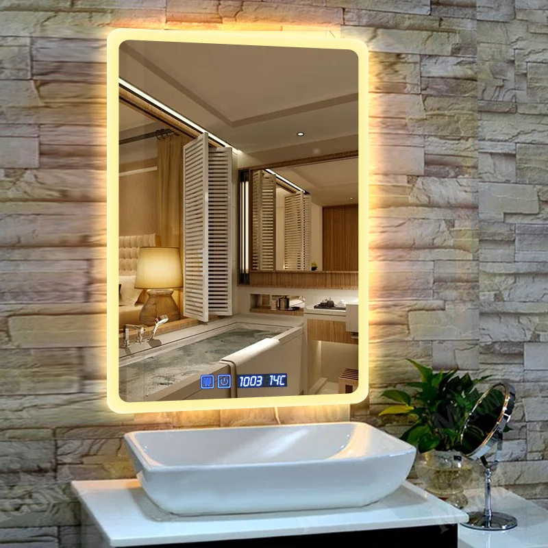 

LED Light Included Smart Bathroom Lens High-definition Anti-fog Bathroom Mirror Wall Hangers Frameless Bathroom Mirror Light Inc