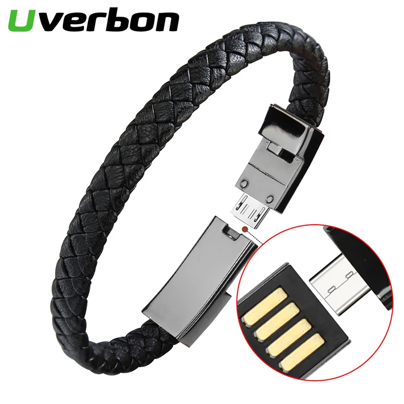 Кожаный браслет, зарядный кабель type-C Micro USB, браслет, зарядное устройство, кабель для зарядки и передачи данных, шнур синхронизации для телефона Android, кабель в подарок
