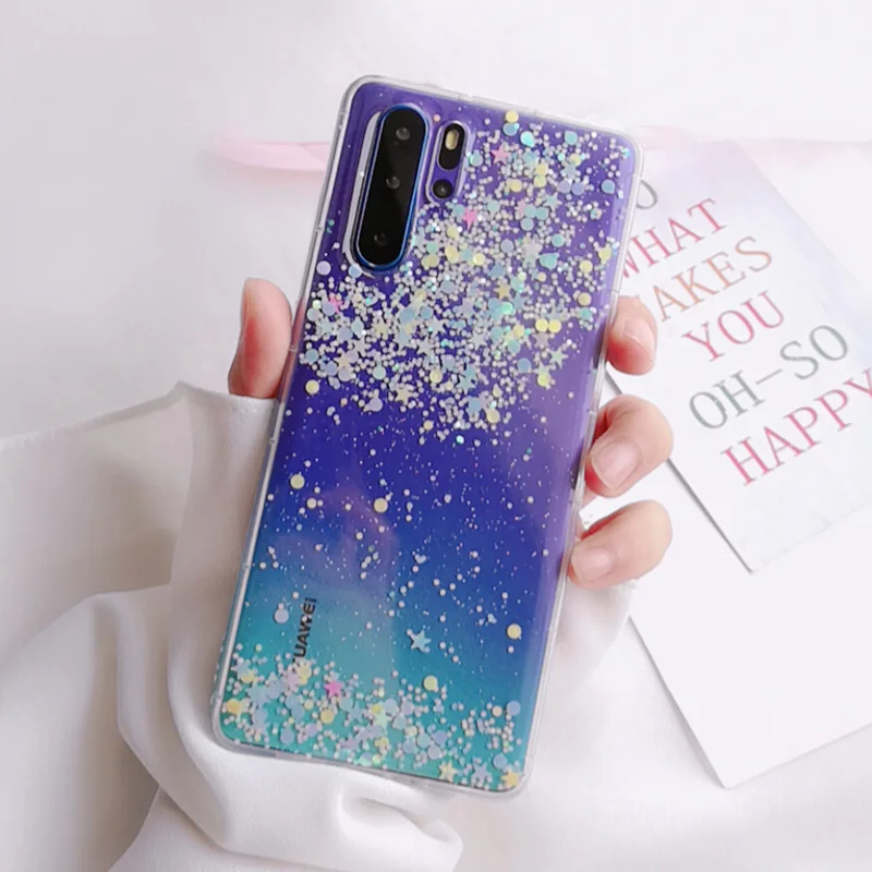 Прозрачная крышка для huawei P30 Pro Чехол Силиконовый мягкий блеск TPU звезды аксессуары для мобильных телефонов для huawei P30 Lite P30 Pro P20 Pro