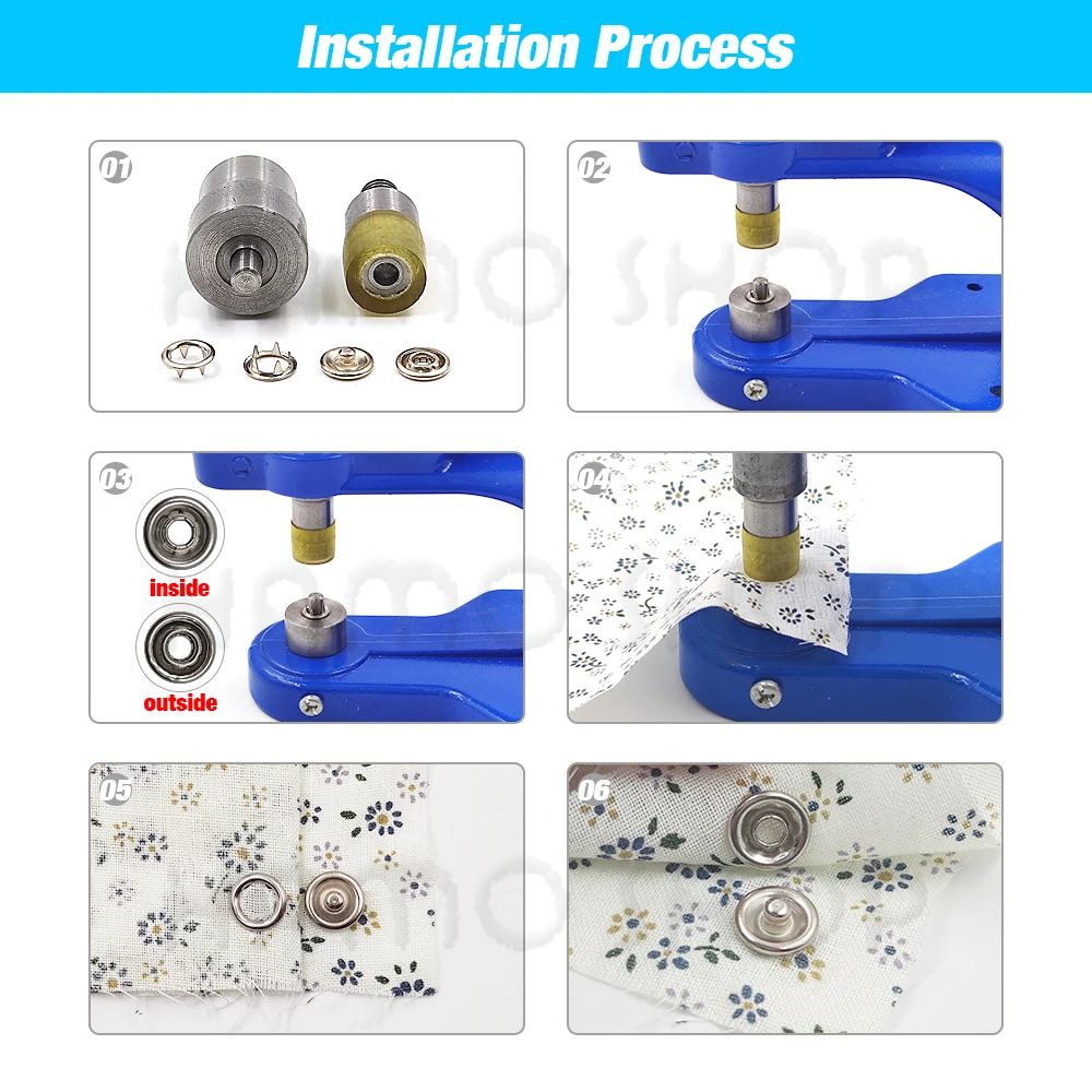 100 Sets Metal Prong Snap Button Fasteners With Mold Machine Prong Ring Press Button Studs For Clothes Garment Sewing Bags Shoes