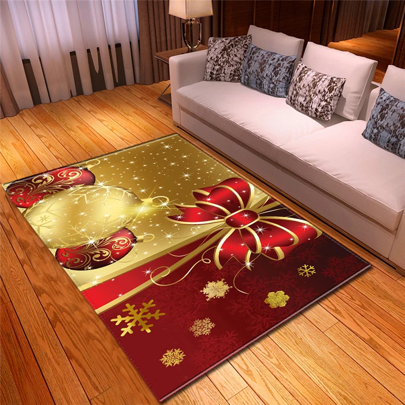 Joyous Bright Decorative Rectangle Washable Non-slip Odorless Large Floor Mat Christmas Home Hotel Decorations 3D Thin Carpet