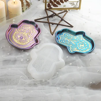 

Silicone Crystal Epoxy Resin Hand Palms Dishes Mold DIY Hand of Fatima Mold Eye of God Mould A66