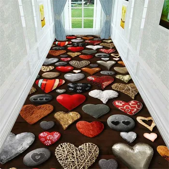 

3D Romantic Hearts Corridor Rug Carpet Doormat Bathroom Mat Kitchen Balcony Wedding Decor Bedroom Area Rug Living Room Carpets