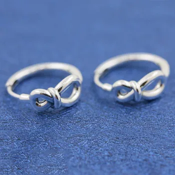 

2020 Original 925 Sterling Silver Earring Infinity Knot Bow Hoop Earring For Women Wedding Gift Fine Europe Jewelry