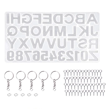 

56 Pieces of DIY Crystal Gel Drop Set 26 English Alphabet Number Silicone Mold Jewelry Manufacturing