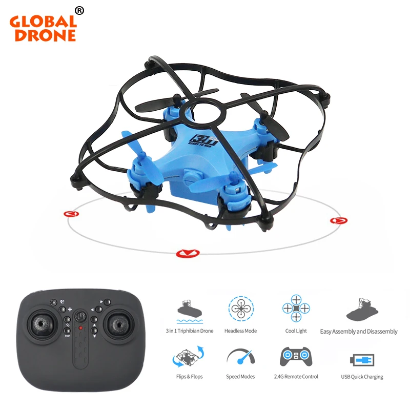 $27.1 Global Drone GW123 Mini Drone Toys for Boys Girls Triphibian Vehicle RC DroneBoatHovercraft RC He