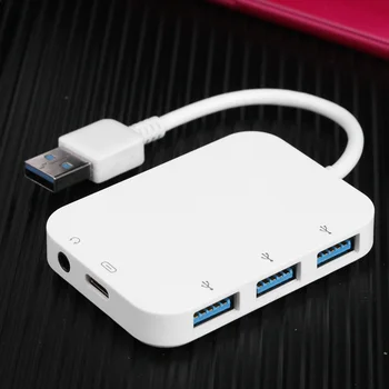 

VODOOL Converter Dock HUB 5Gbps USB 3.0 Type C Female Power Adapter 3 USB 3.0 AUX Audio Household Computer Safety Parts