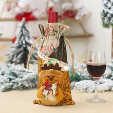 Счастливого Рождества Санта вино чехол для бутылки Рождественский фестиваль вечерние декор стола подарок# YC106