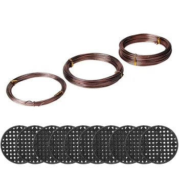

Bonsai Wire Set with Flower Pot Hole Mesh Pad,Copper Bonsai Training Wire for Bonsai Tree Kit 20 Plastic Mesh Mat Bronze