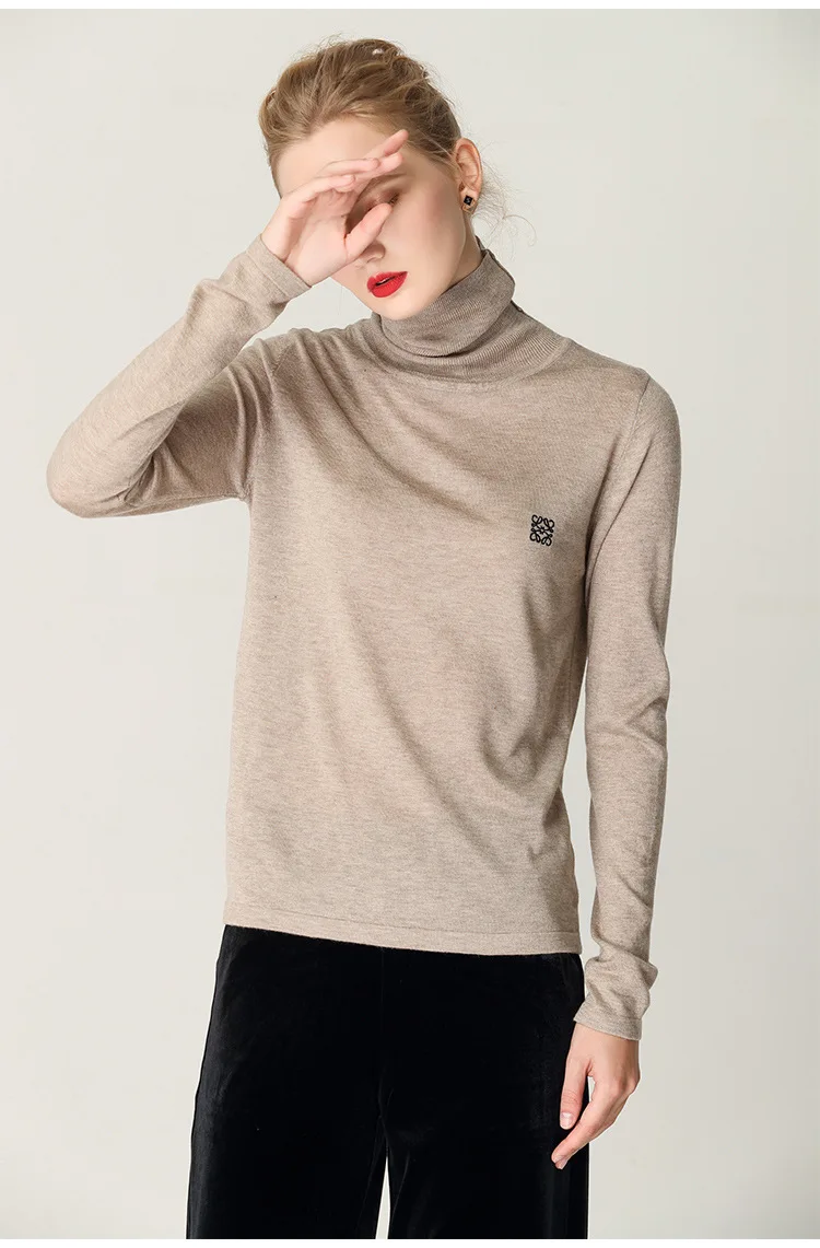 New style autumn winter sweater woman pure color soft comfortable pile collar bottom shirt self-cultivation knit sweater