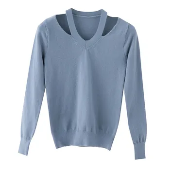 

Retro Elegant Sweater For Women Autumn Winter Solid Color Sexy Long Sleeved Off-shoulder Long Knitwear Slim Pullover Jumpers