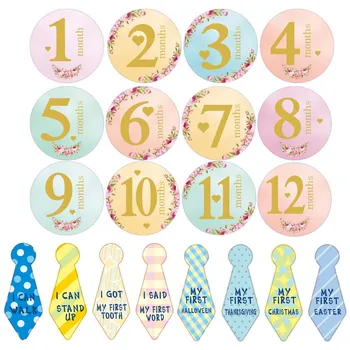 

20 Sheet Infants Monthly Milestone Stickers Record 0-12 Months Growth for DIY Scrapbook Keepsake Photo Props