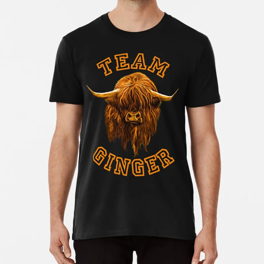 Команда Ginger шотландская Highland корова футболка команда Шотландия бык скот Longhorn |