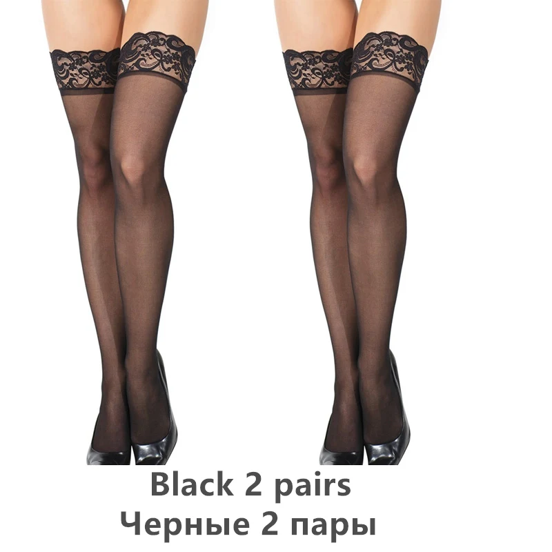 Высокие чулки, женские летние гольфы, сексуальные женские Чулочные изделия из нейлона, чулки для соблазнения, большие размеры - Цвет: Black 2