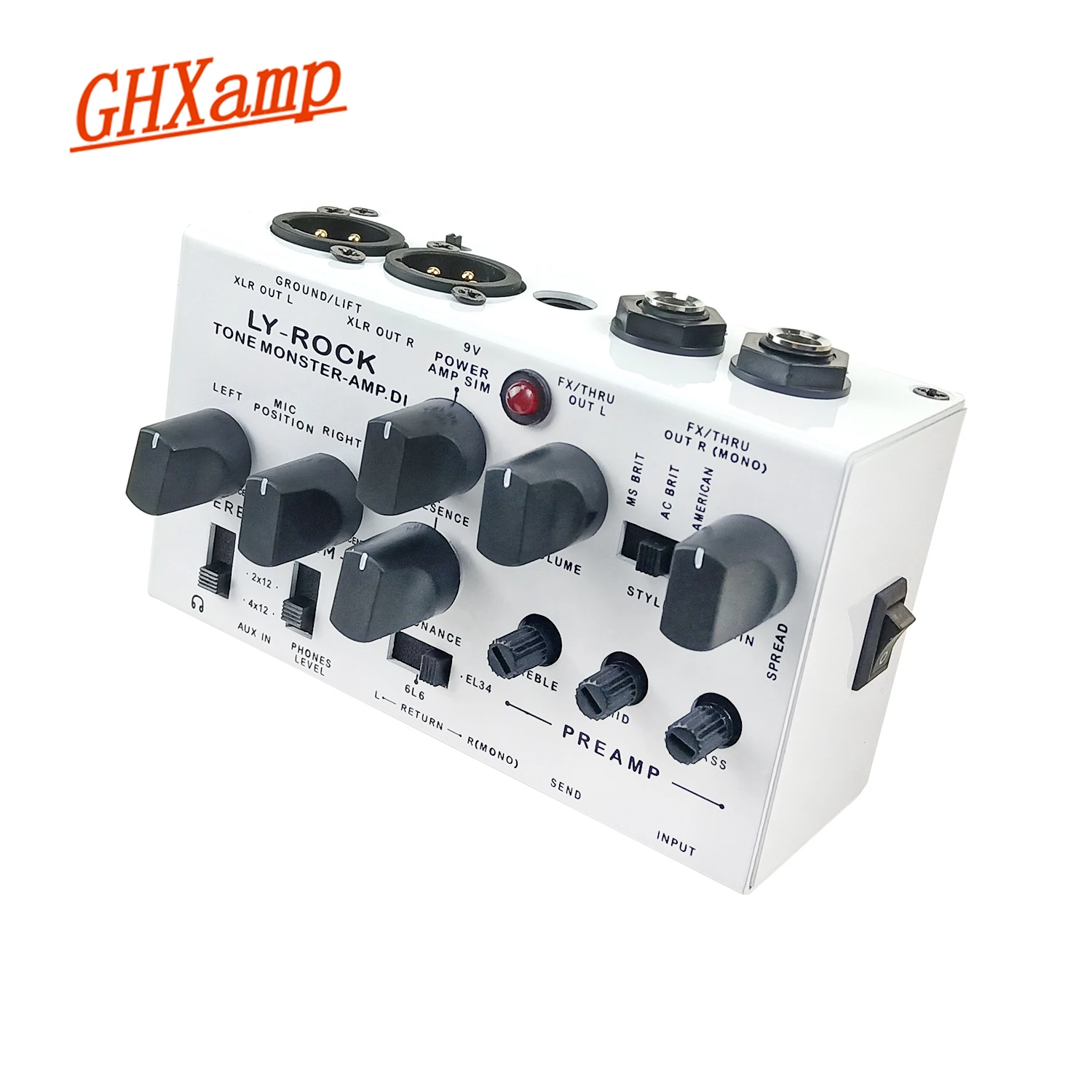Guitar Pedal Cabinet Analog DI Box (8-in-1 0-Watt Stereo guitar speaker ) Preamplifier Tone Mixer Microphone Practicing DIY