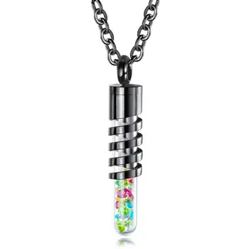 

Brand fashion glass perfume bottle necklace personality thread stainless drill jewelry titanium steel male female Pendant gifts