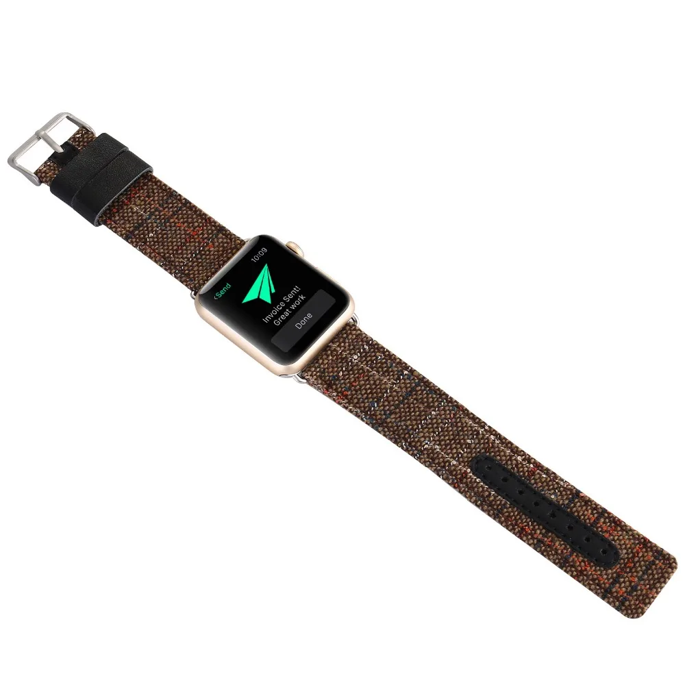 Band For Apple Watch 38mm 42mm 40mm 44mm Fabric Leather Watchband For iWatch Strap Series 1 2 3 4 Bracelet Belt With adapter