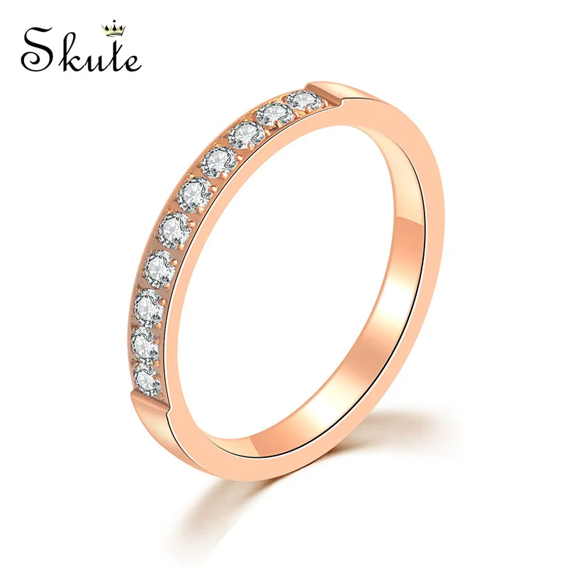 Skute Rose Gold Crystal Ring 316L Stainless Steel Women Wedding Engagement Fashion Couple Rings Valentine's Day Gift | Украшения и