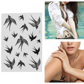 

3Pcs New Fashion 1 Sheet Swallow Bird Design Fashion Face Body Temporary Tattoo Paste Tattoos Makeup Sticker