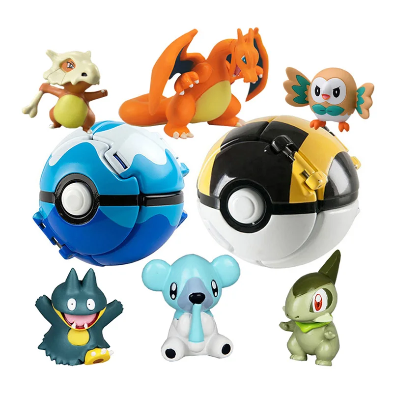 

Poke Ball Anime Pikachu Dolls Pocket Monsters Poke Cosplay Props Toys Touch can Flip and Explode