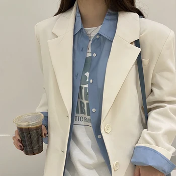 

[EWQ] 2020 Spring And Autumn New Casual Suit Solid Color Single-breasted Temperament Fashion Women Loose Blazer 3AC189