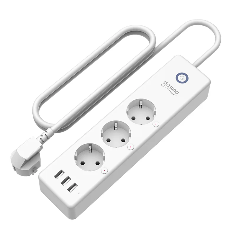 Умный удлинитель Gosund 16А EU TUYA с 3 USB-портами независимый переключатель