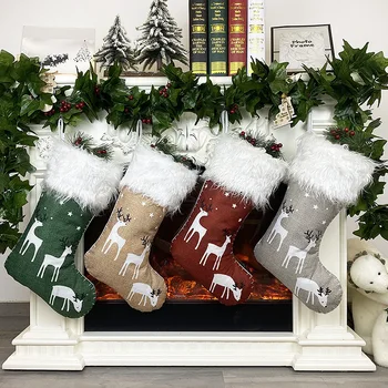 

Creative Christmas Stocking Colorful Elk Christms Gift Bag Merry Christmas Decor for Home 2020 Happy New YearNoel Natal Offer