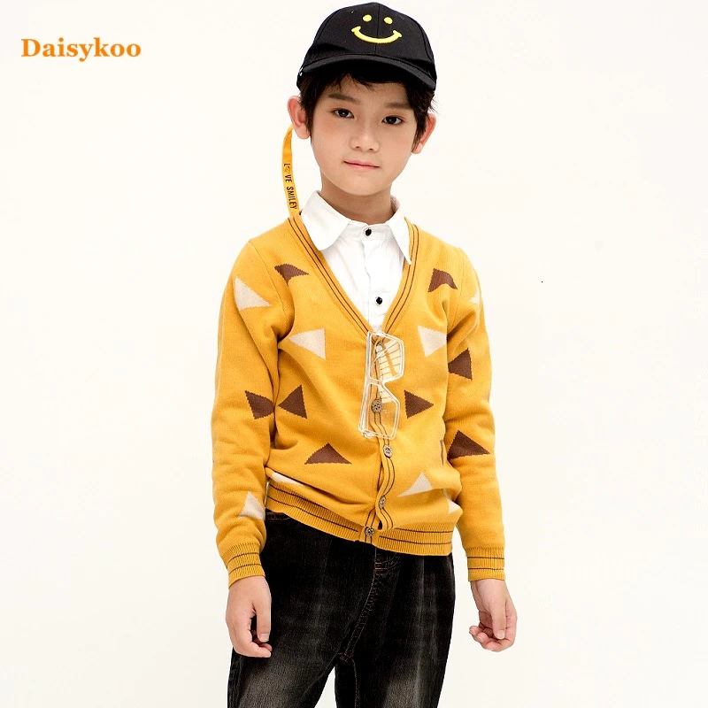 Осень-зима 2019 Детский свитер для мальчиков Трикотажная хлопковая одежда малышей
