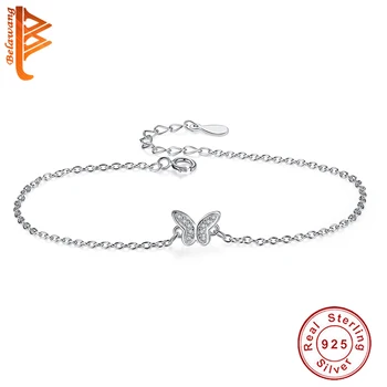 

BELAWANG Romantic Genuine 925 Sterling Silver Butterfly Women Chain Link Bracelet Luxury Sterling Silver Jewelry