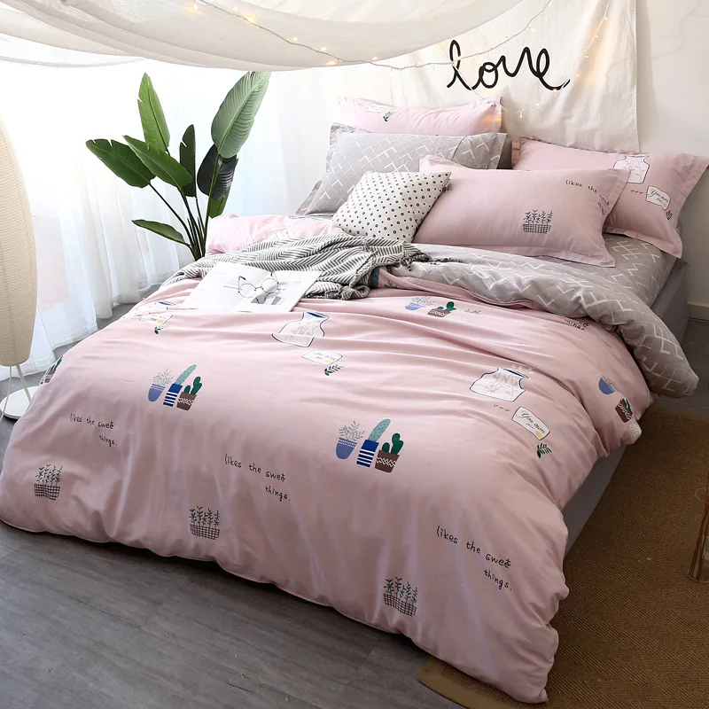 Four pieces cotton naked sleep skin 4 sheets quilt bedding - Цвет: 8