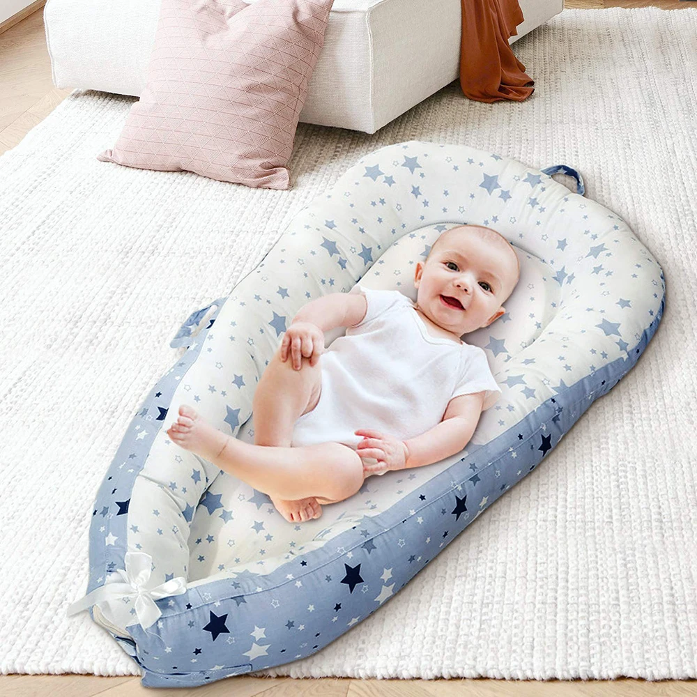 

79*54cm Portable Baby Nest Bed Lounger Organic Soft Cotton Breathable Infant Cradle Crib Travel Bed Outdoor Bed for Newborn