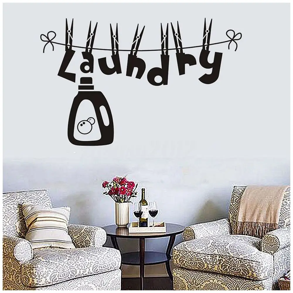 

Laundry Letter Wall Sticker Laundry Room Wall Sticker Removable Wallpaper Art Mural Decal Home Decoration Accessories 1Pc