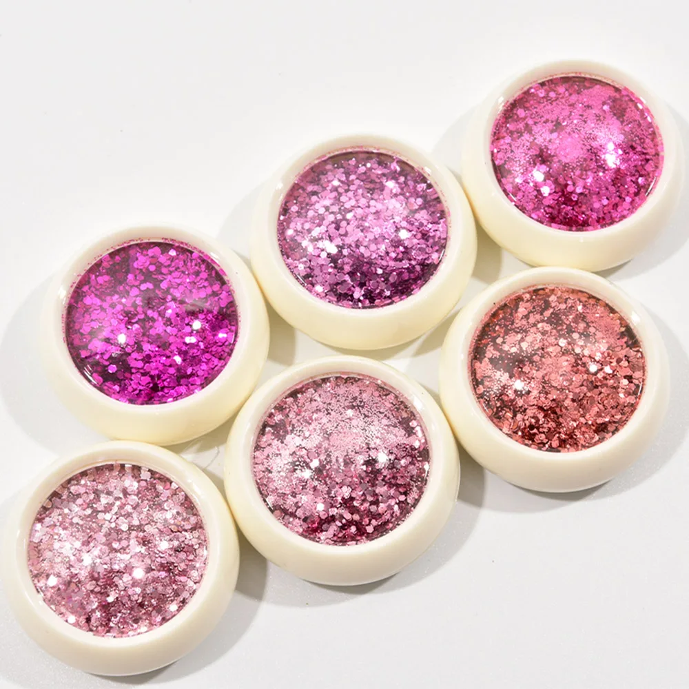 

6 Jars/Set Nail Art Glitter Hexagon Chunky Sequins Sparkly Colorful Powder Mixed Shape Mermaid Holographic Glitter Flakes Tr#039